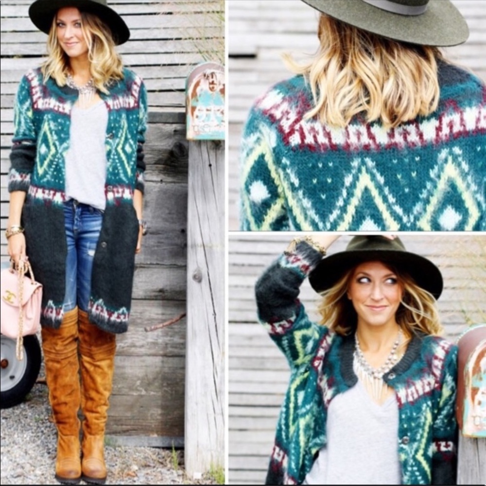 🔥SOLD🔥 Free People 'Frosted' Fair Isle Cardigan - Picture 2 of 12